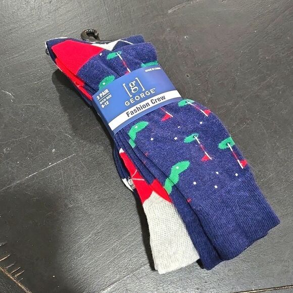 🖤5/$20🖤 NWT.. GEORGE.. 3 pack golf themed socks.. - Picture 1 of 8